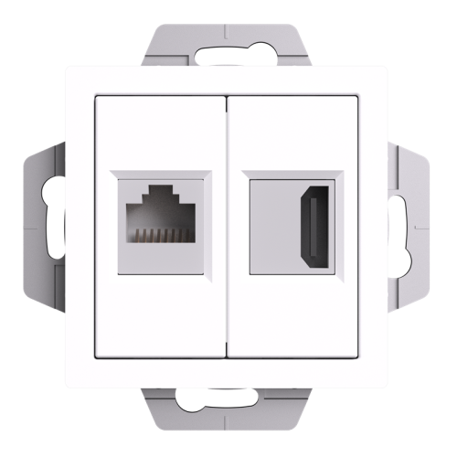 Розетка двойная HDMI+RJ45, кат. 5е, механизм, БЕЛЫЙ ATLASDESIGN