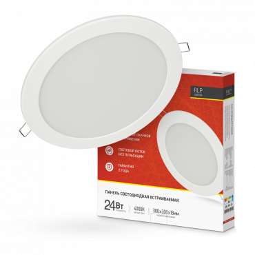 Панель светодиодная круглая RLP-eco 24Вт 230В 4000К 1440Лм 300/285мм белая IP40 IN HOME