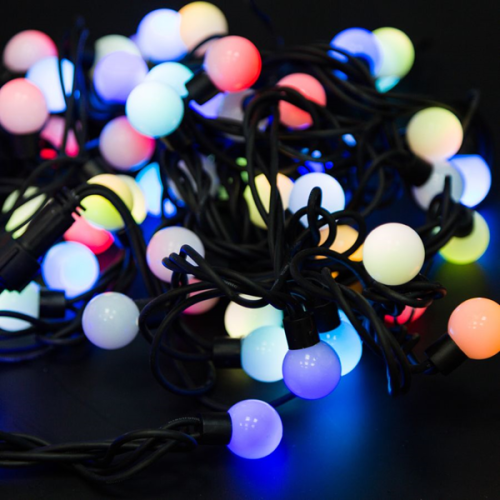 Гирлянда светодиодная Мультишарики ?17,5мм 10м 100 LED RGB черный ПВХ IP65 быстрая смена цвета 230В 