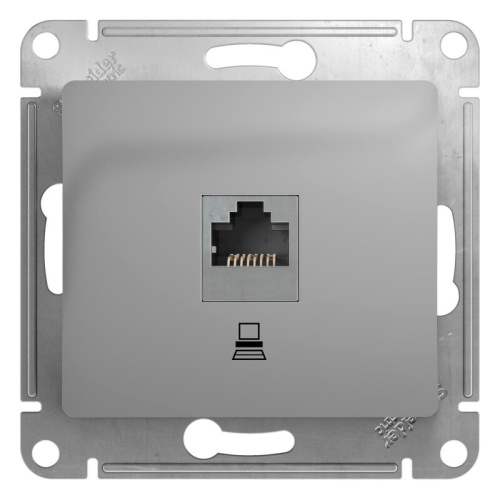 Розетка компьютерная RJ45 кат.5E, механизм, АЛЮМИНИЙ GLOSSA