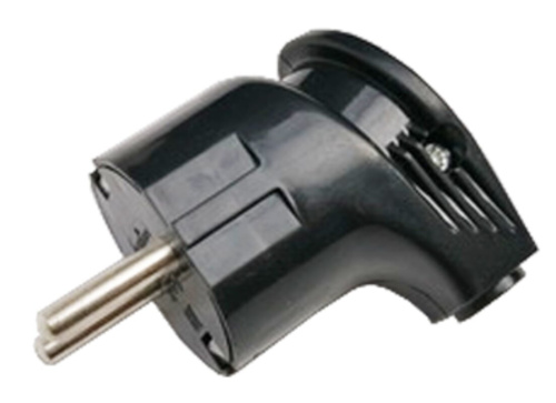 Вилка угловая с заземлением 16А черная 4210 IN HOME