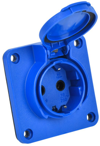 Розетка панельная SCHUKO РП17-3 с увеличенным фланцем IP54 синий MAGNUM IEK