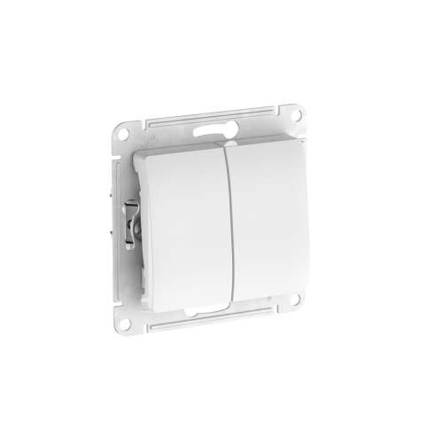 Переключатель 2-клавишный, сх.6/2, 10АХ, мех., быстрозажим. клем., БЕЛЫЙ GLOSSA
