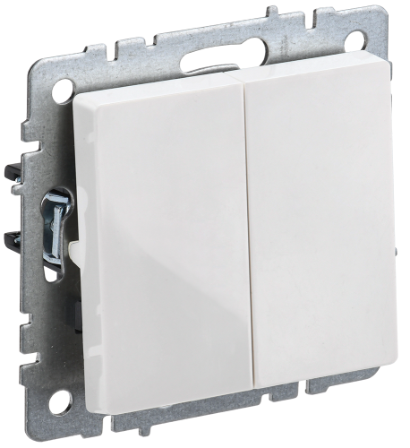 Выключатель 2-клавишный 10А ВС10-2-0-БрБ белый BRITE IEK