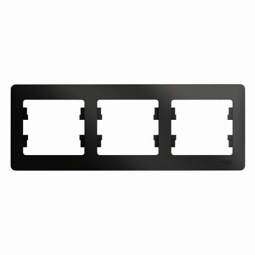 Рамка 3-постовая горизонтальная, Антрацит GLOSSA