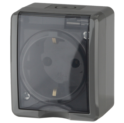 Розетка ЭРА Эксперт 11-2402-03 2P+E IP54 шторки 16A-250В ОУ серый