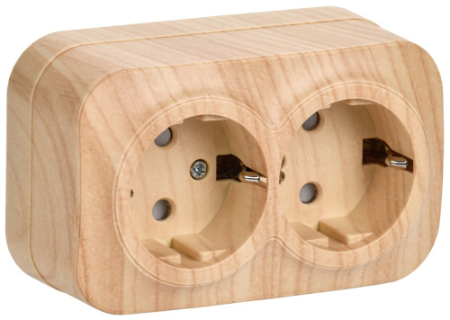 Розетка 2-местная для открытой установки с заземлением с защитными шторками 16А РСш22-3-ХС сос GLORY