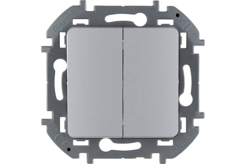 Выключатель 2-клавишный схема 5 10АХ безвинтовые зажимы алюминий INSPIRIA