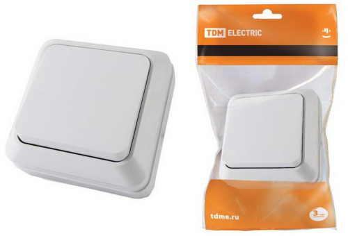 Выключатель 1-кл. открытой установки IP20 10А, белый "Ладога" TDM