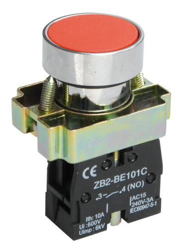 Кнопка управления LAY5-BA41 без подсветки красная 1NO IEK