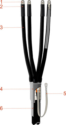 Муфта концевая 4ПКВНТпН-Б-1-70-120 внутренней-наружной установки для кабеля с пластмассовой изоляцие