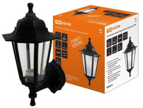 Светильник садово-парковый НБУ 06-60-001 шестигранник, настенный, пластик, черный TDM