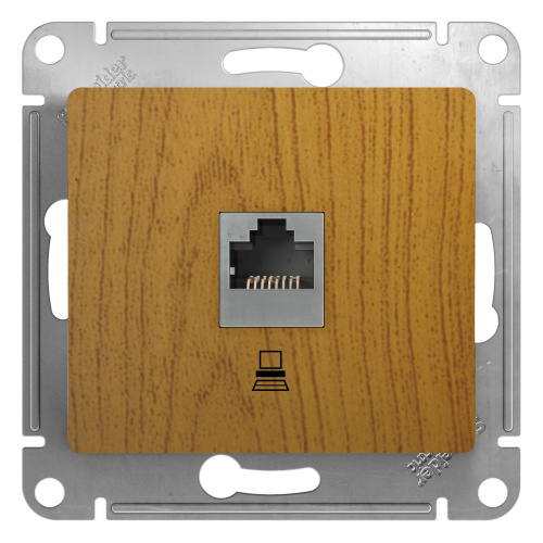 Розетка компьютерная RJ45 кат. 5e, механизм, ДУБ GLOSSA