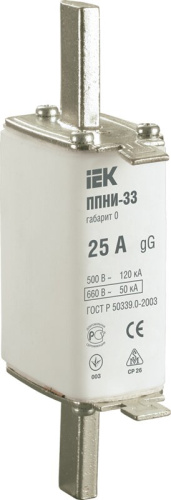 Плавкая вставка предохранителя ППНИ-33 габарит 0 25А IEK