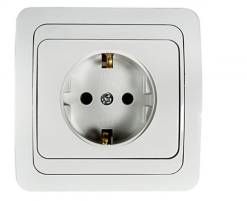Розетка одинарная с заземлением CLASSICO белая 2028 IN HOME