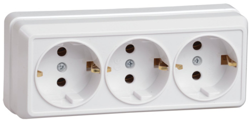 Розетка 3-местная с заземлением для открытой установки 16А РС23-3-ОБ белый OKTAVA GENERICA