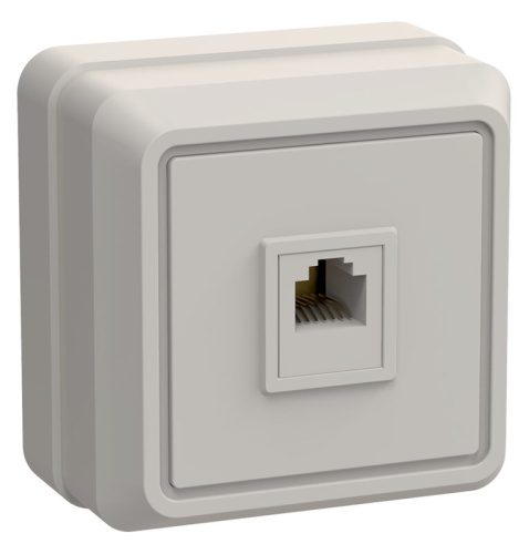 Розетка 1-местная телефонная RJ11 для открытой установки РТ20-ОКм кремовый OKTAVA GENERICA