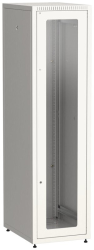 LINEA E Шкаф напольный сетевой 19" 42U 600х800мм стеклянная передняя дверь задняя металлическая серы