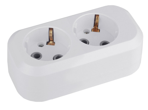 Колодка ЭРА KX-2e 2 розетки с зазeмлением белая