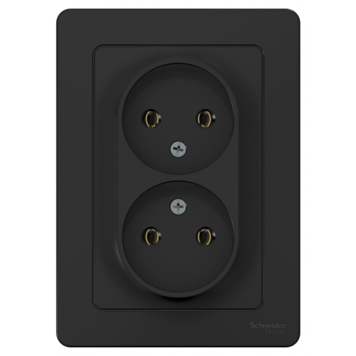 Розетка 2-м СП Blanca 16А IP20 250В без заземл. без защ. шторок антрацит SE 