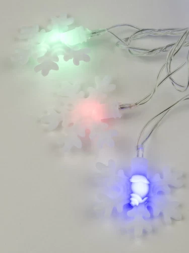 Гирлянда светодиодная с контроллером «Снежинки-3», 50 светодиодов, 7 м, разноцветная, IP20,провод пр