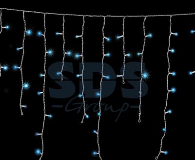 Гирлянда LED Бахрома (Айсикл) 2,4х0,6м 76 LED СИНИЙ белый ПВХ IP65 пост св 230В нужен блок 303-500-1