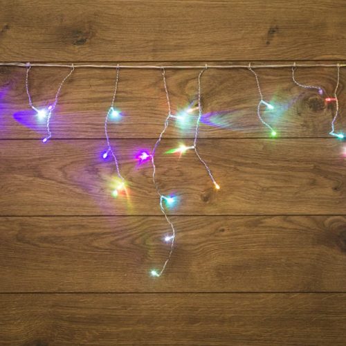 Гирлянда Бахрома (Айсикл), 1,8х0,5м, 48 LED RGB, прозрачный ПВХ, IP20, быстрая смена цвета, 230В, не