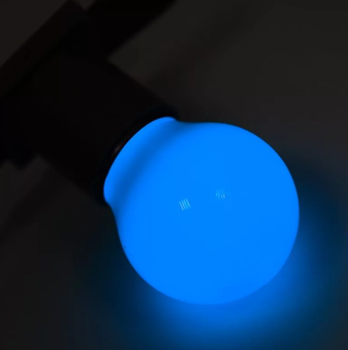 Лампа светодиодная, диаметр 45мм, E27, 5 LED, 2Вт, СИНИЙ, 230В NEON-NIGHT