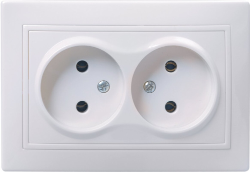 Розетка 2-местная без заземления без защитных шторок 10А РС12-2-КБ белый KVARTA GENERICA