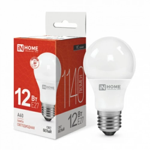 Лампа светодиодная LED-A60-VC 12Вт 230В E27 4000К 1080Лм IN HOME