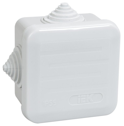 Коробка распаячная КМ41236 для открытой проводки безгалогенная (HF) 70х70х40мм с защ крыш IP44 4герм