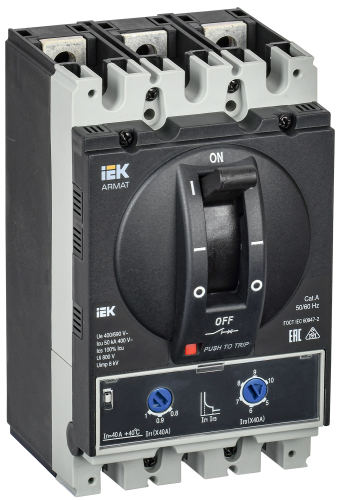 Автоматический выключатель в литом корпусе 3P типоразмер A 50кА 40А расцепитель термомагнитный регул