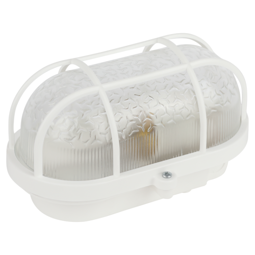 Светильник ЭРА НБП 01-60-002 с решеткой Евро пластик/стекло IP53 E27 max 60Вт 184х115х90 овал белый