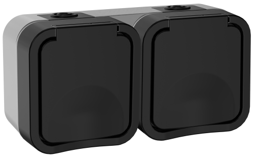 Розетка 2-местная горизонтальная 16А IP55 TS122 графит TORS IEK