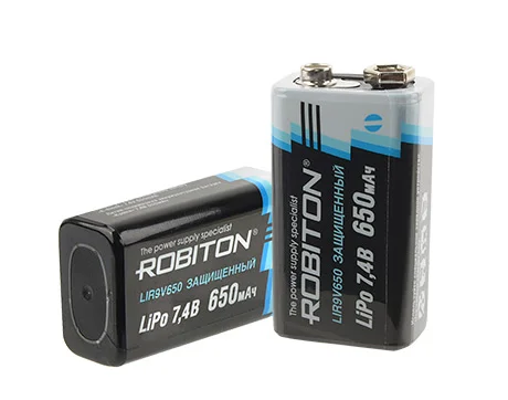Аккумулятор ROBITON LIR9V650 "Крона" 7.4В 650мАч с защитой