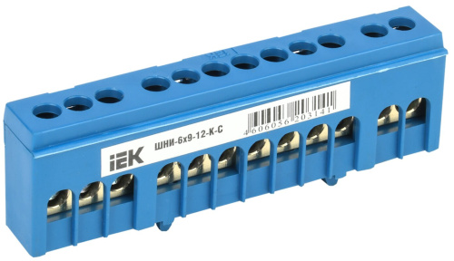 Шина N "ноль" в корпусном изоляторе на DIN-рейку ШНИ-6х9-12-К-С IEK