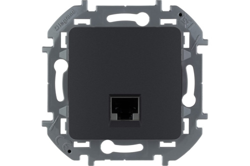Розетка компьютерная RJ45 категория 6 UTP антрацит INSPIRIA