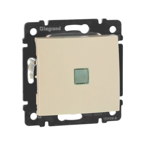 Выключатель 1-клавишный с подсветкой схема 1L безвинтовые зажимы 10АХ слоновая кость VALENA