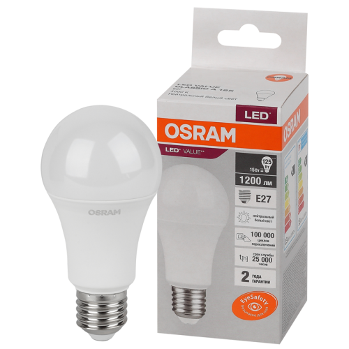 Лампа светодиодная LED Value LVCLA125 15SW/840 грушевидн Е27 230В 10х1 RU матов.OSRAM