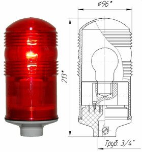Заградительный огонь малой интенсивности ЗОМ-ПК1-ЛСД114 220V IP65