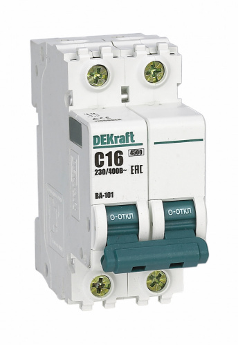 Автоматический выключатель ВА-101 2P 16А C 4.5кА DEKraft