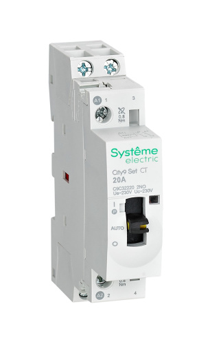Контактор 2P 2НО 20A AC 230В-230В Systeme | C9C32220 | City9 Set