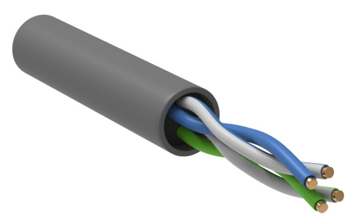 Витая пара U/UTP кат.5E 2х2х24AWG solid PVC 1м серый (100м/бухта) ITK