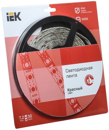 Светодиодная лента 5м  блистер  LSR-5050R30-7,2-IP65-12V IEK