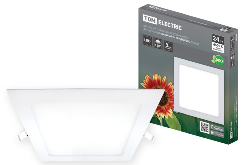 Светильник ультратонкий встраиваемый светодиодный "Даунлайт"СВО (белый) 24 Вт 6500К (TDM)SQ0329-0402