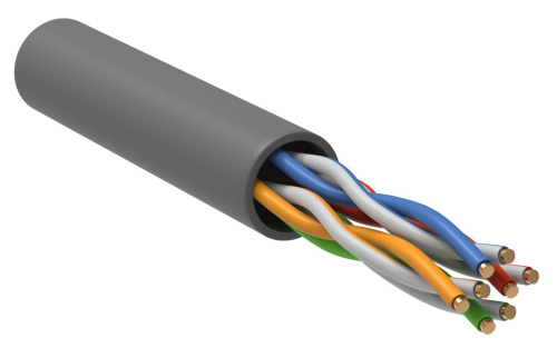 Витая пара U/UTP кат.5E 4х2х24AWG solid LSZH нг(А)-HF 1м серый (100м/бухта) ITK