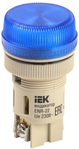 Лампа ENR-22 сигнальная d22мм синий неон/240В цилиндр GENERICA