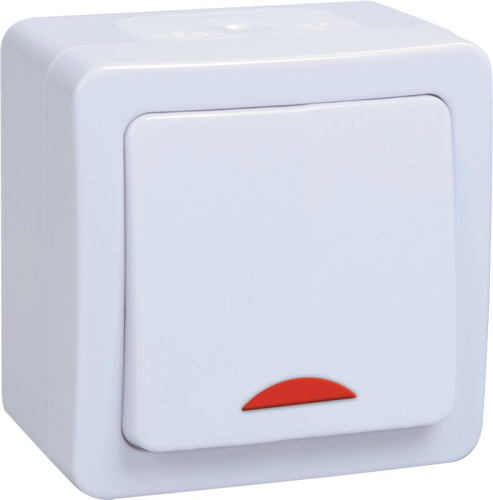 Выключатель 1-клавишный для открытой установки с индикацией ВС20-1-1-ГПБ IP54 ГЕРМЕС PLUS цвет клав