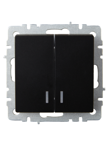 Выключатель 2-клавишный с индикацией 10А ВС10-2-1-БрЧ черный BRITE IEK