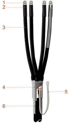 Муфта концевая 4ПКВНТпН-Б-1-150-240 внутренней-наружной установки для кабеля с пластмассовой изоляци